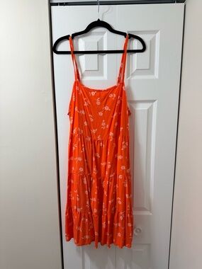 Old Navy Orange Floral Tiered Sundress XL Tall